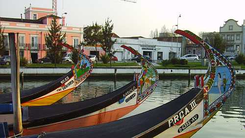 Boats on the canal in Aveiro Portugal